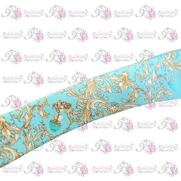 Versace headband blue Dylan turquoise parfum baroque gold Medusa head hair band - Picture 2 of 9
